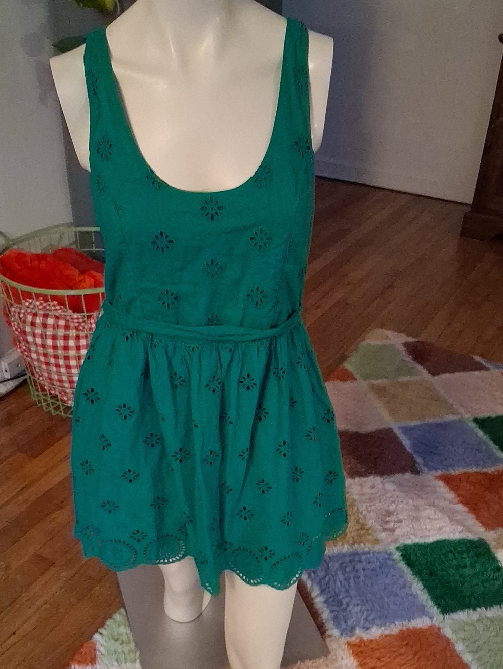 Aeropostale Bright Green Eyelet Summer Dress, Large